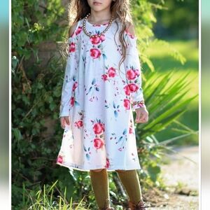 Girls Cold Shoulder Long Sleeve Casual Swing Dress with Pockets- Size 10